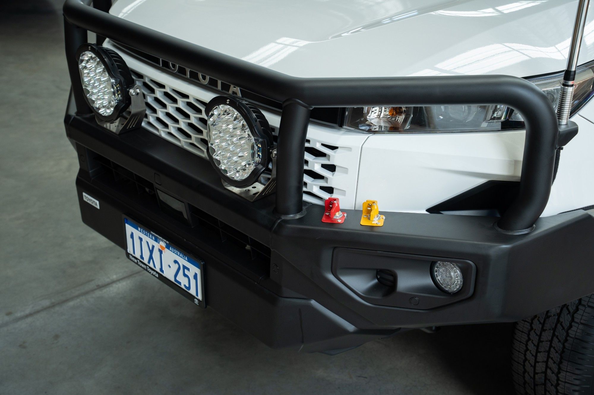 Hilux with mine spec bullbar and driving lights